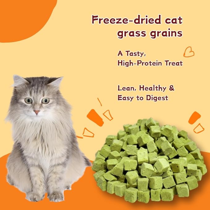Natural Cat Treats with Real Chicken & Cat Grass, A High-Fiber Snack for Hairball Relief & Gut Health, Soft & Chewy Cubes,3.53 Ounce