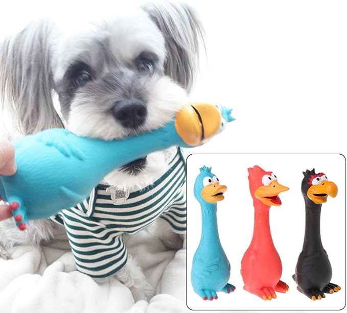 Dog Screaming Chicken Toys, Latex Pets Cats Squeaky Sound Decompression Toy (Red)