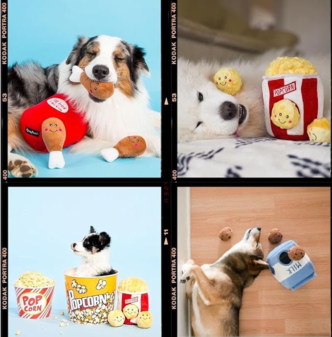 ZippyPaws Burrow - Interactive Dog & Puppy Toys for Boredom, Stimulating Pet Products to Keep Them Busy, Hide & Seek Plush Puzzle, Enrichment Squeaky Toy for Small & Medium Dogs - Hot Cocoa