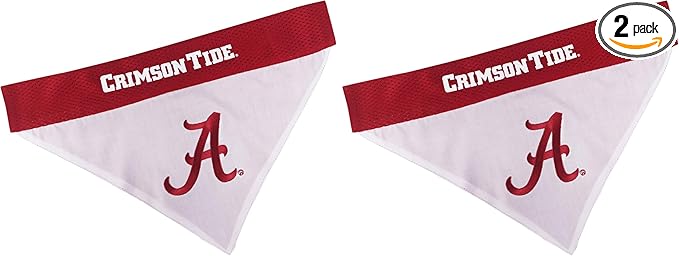 Pets First Collegiate Pet Accessories, Reversible Bandana, Alabama Crimson Tide, Large/X-Large (Pack of 2)