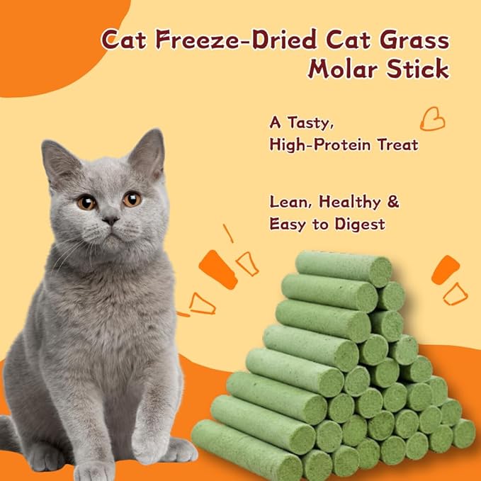 Chicken & Cat Grass Sticks for Cats, Natural Hairball Control Treats to Support Healthy Digestion, A Soft & Chewy Grain-Free Snack with Real Chicken,20 Count
