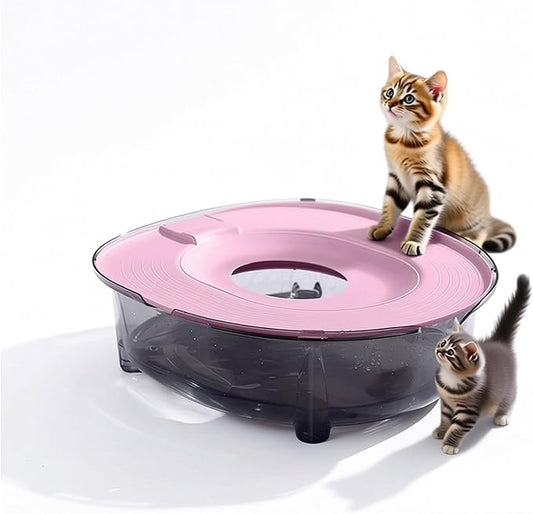 Cat Toilet Training Kit Portable Litter Box Flushable Design Odor Control Anti-Splash Large Thickened PP Material, 15.75 x 14.37 x 4.92 Inch (Pink)