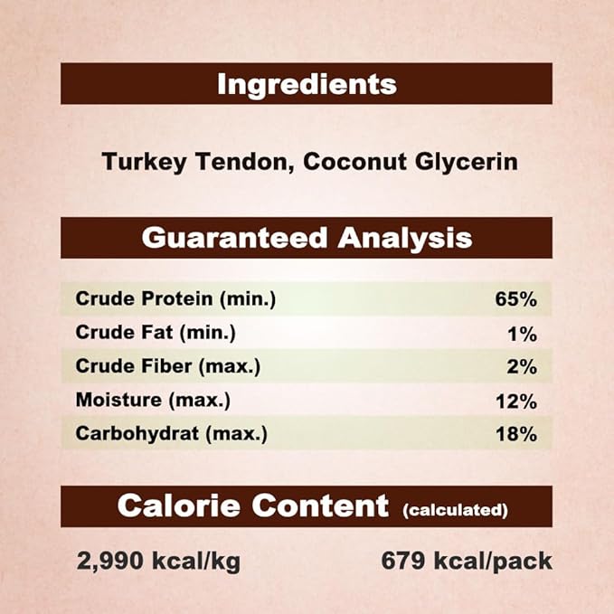 A Freschi srl Turkey Tendons for Dogs, USA-Sourced, Healthy Dog Treats, Rawhide-Free Puppy Chews, Long Lasting, All Natural, Hypoallergenic Dog Treats for Small Breeds, 8 oz Pack Rope (S)