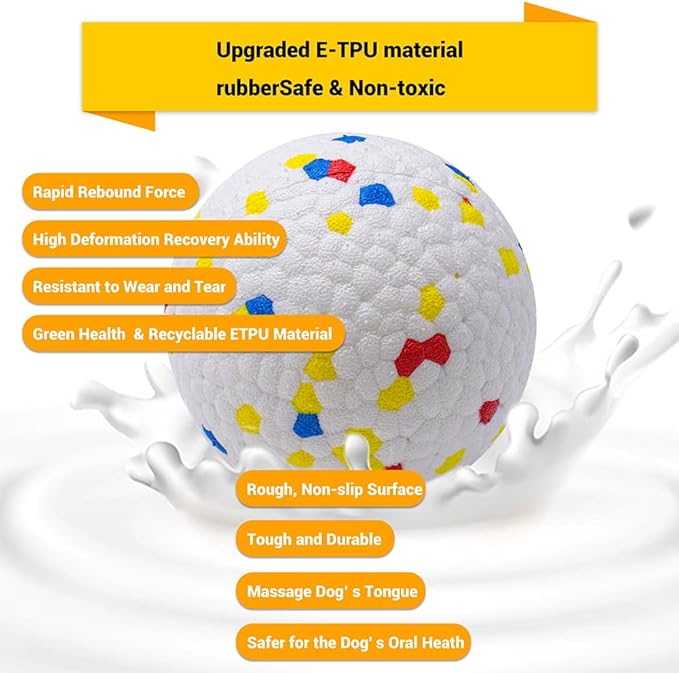 Dog Balls Toys for Aggressive Chewers, Indestructible Bouncy Floating Balls for Dogs to Fetch, Durable Solid Rubber Ball for Training (2 PCS)