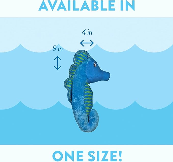 Spunky Pup Clean Earth Recycled Seahorse Dog Toy | Made from 100% Recycled Water Bottles | Eco-Friendly | Squeaker | Plush Toy for Small to Medium Dogs | Made in The USA