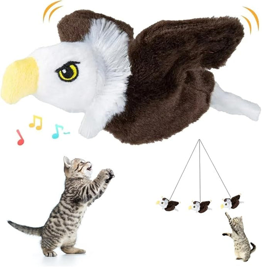 Interactive Rechargeable Flying Bird Cat Toy, Interactive Chirping Bird Wings, Flapping Bird Cat Toys, Chirping Bird Cat Toy for Bored Cats (C-Eagle)