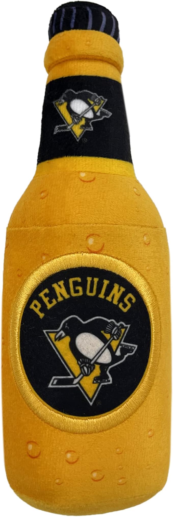 Pets First NHL Pittsburgh Penguins Beer Bottle Plush Dog & CAT Squeak Toy - Cutest Stadium SODA Bottle Snack Plush Toy for Dogs & Cats with Inner Squeaker & Beautiful Hockey Team Name/Logo