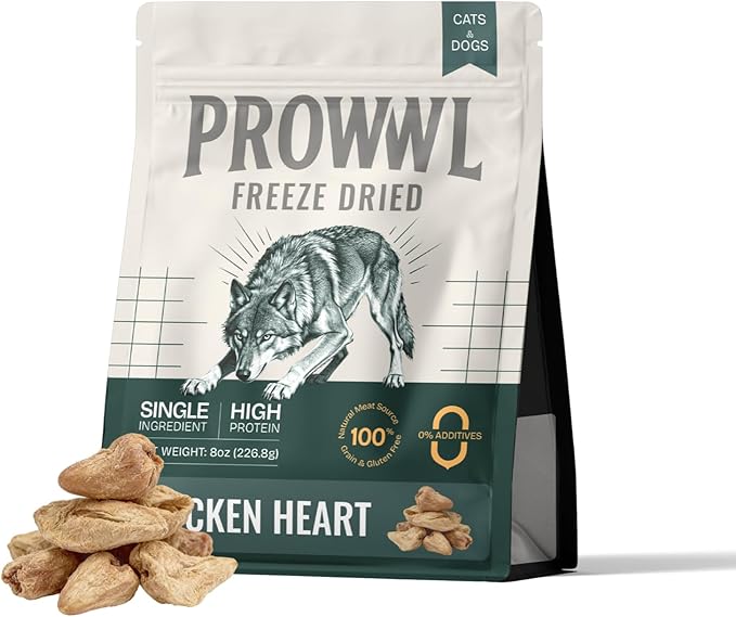 Freeze Dried Chicken Heart Cat & Dog Treats for Training, Healthy High Protein Limited Single Ingredient Pet Food Snacks for Small, Medium, and Large Dogs Cats (Raw Chicken Heart Cubes, 8oz)