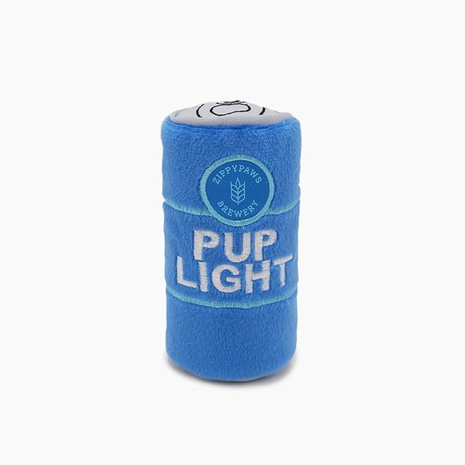 ZippyPaws Squeakie Can - Pup Light, Funny Alcohol Dog Toys for Small & Medium Dogs, Beer Can Puppy Toys for Dog Birthday