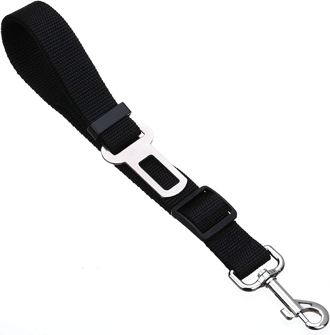 Elisel Elisel 2 Packs Adjustable Length Pet Dog Cat car seat Belt Pet seat Belt Pet Accessories for Dogs Cats and Pets (Black Pink)