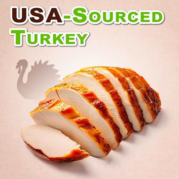 A Freschi srl Natural Turkey Dog Treats, USA-Sourced Trukey, All-Natural, Hypoallergenic, High-Protein, Low-Fat, Healthy & Easily Digestible, Puppy & Training Snack, Jerky 4 oz