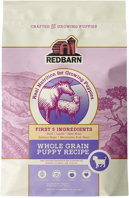Redbarn Whole Grain Puppy Dry Dog Food - Beef & Lamb Recipe - 4 lbs - Made in USA with DHA, EPA, Probiotics for Healthy Brain Development, Digestive Health & Immunity