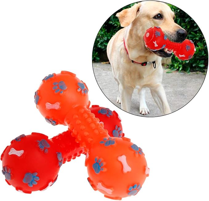 Rubber Barbell Soft Chew Bite Molar Teeth Toys Play Funny Footprint Bone Pet Cat Kitten Dog Puppy Products Interactive Dumbbell Toy