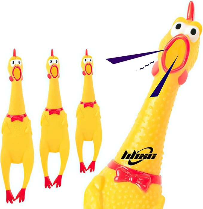 HHXC 15 Inch Large Rubber Chicken,Screaming Chicken Dog Toys,Yellow Rubber Squawking Chicken,Squeaky Chicken Toys,Prank Noise Maker Parties, Pranks, Practical Jokes