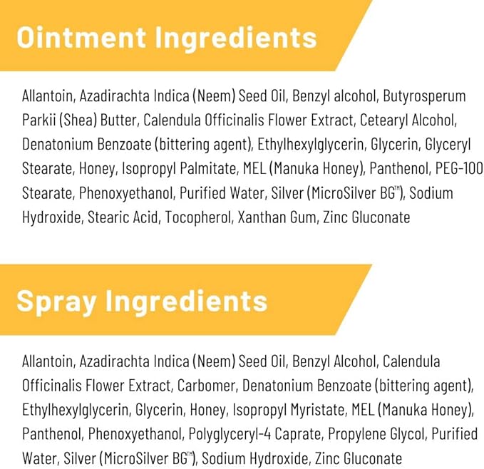 Absorbine Silver Honey Hot Spot & Wound Care 2oz Ointment + 8oz Spray Gel, Manuka Honey & MicroSilver BG, Medicated for Dogs, Cats, Small Animals