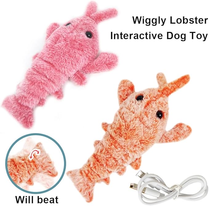Wiggly Lobster Dog Toy, Flopping Lobster Toy for Cats and Small Dogs, Wiggly Lobster - Interactive Dog Toy (1 pcs Pink)