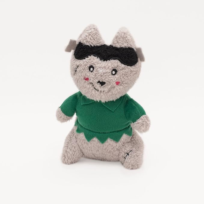 ZippyPaws - Halloween Cheeky Chumz - Soft Squeaker Plush Dog Toy with Unique Sound - Frankenstein Wolf