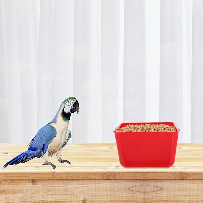 COLLBATH 6pcs Hanging Bird Cage Feeding Cups Red Bird Bowls for Parrots Poultry Pigeons Rabbits Small Cage Accessories Water Food Dishes