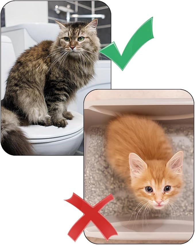 Cat Toilet Training Kit – Litter Box Alternative with Tray, Reusable Potty Seat Adapter for Cats & Kittens, Hygienic Flushable Urinal, Includes Step by Step Trainer Seat(Pink)