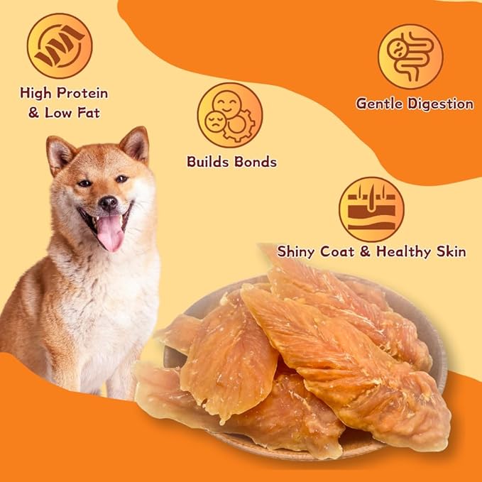 Chicken Jerky Dog Treats, Slow-Roasted Chewy Snacks for Training, for Medium & Large Dogs,Grain-Free, High-Protein Chewy Dog Training Treats, 3.53 Ounce
