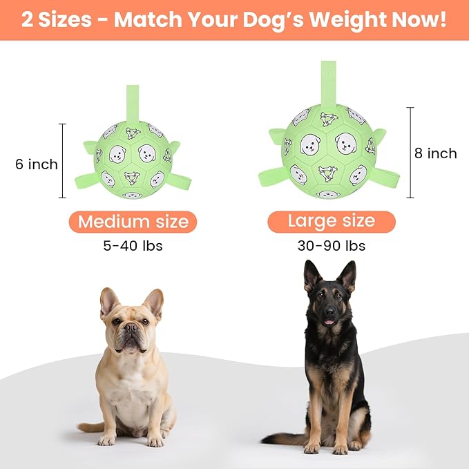 Dog Soccer Ball with Straps - Durable Jolly Ball for Dogs, Large Soccer Ball for Dogs, Dog Toys for Medium Dogs, for Pet Birthday, Outdoor Indoor Play Training Exercise