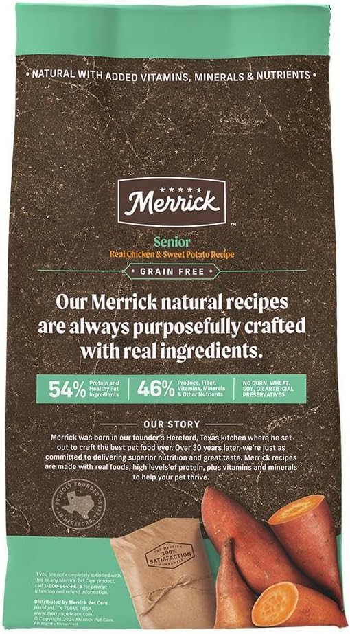Merrick Grain Free Senior Chicken + Sweet Potato Recipe Dry Dog Food, 4 lbs.