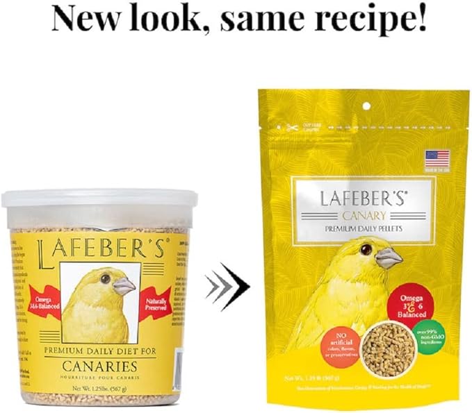 LAFEBER'S Premium Daily Diet Pellets Pet Bird Food, Made with Non-GMO and Human-Grade Ingredients, for Canaries, 1.25 lb