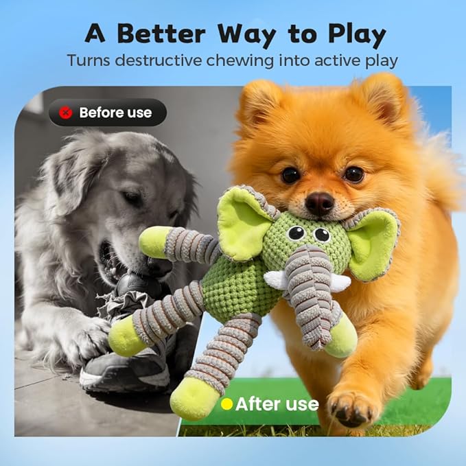 2026 New Dog Toys, Indestructible Plush Dog Toy for Aggressive Chewers, Interactive Squeaky Soft Puppy Chew Toy, Durable Teething Toys for Small Medium Large Dogs (Dark Brown)