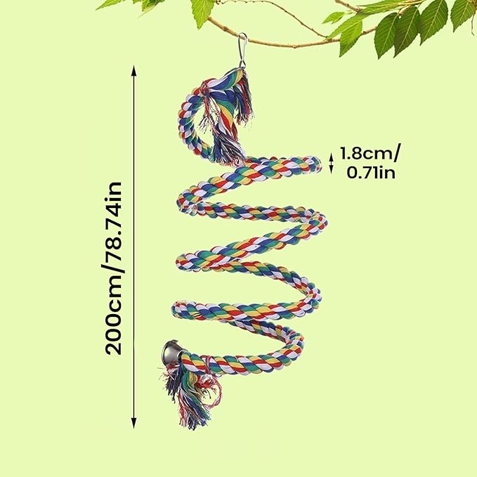Ergonomic Rope Perch, Bite-Proof Colorful Swing Pet Accessories, Cockatiel Perch Bird Cage Swing Toys,for Parakeet Conure Canaries Hamster Indoor Home Play Chewing