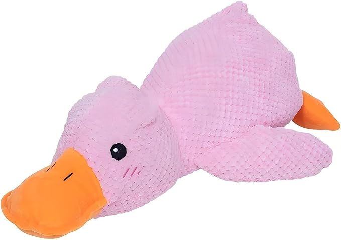 Squeaky Duck Dog Toys Pet Comfort Toy with Quack-Quack Accompany to Sleep Stuffed Toy for Small Dogs and Cats (Pink, Large Size)