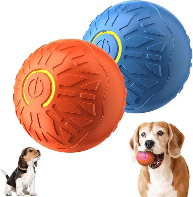Interactive Dog Toys for Small Dogs, Dog Balls Automatic Rolling Ball for Puppy Small Medium Dogs and Cat, Self Moving Jumping Bouncing and Rotating Toy for Indoor Cats and Dogs (Blue+Orange)