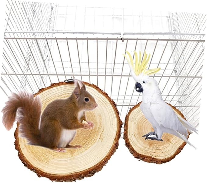 POPETPOP Parrot Jumping Platform Natural Wood Bird Perch Toy for Cockatiels Bird Cage Branch Perches and Stand Rack