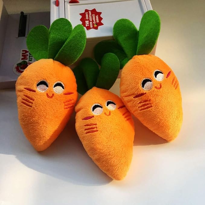 JJLFresheners Orange Vegetable Carrot Shape Chewing for Pets,Dog Cat Bite Squeaker Pet Interaction,Dogs