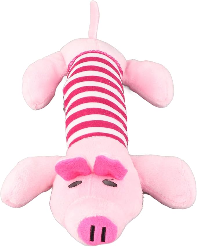 Cyrank Dog Toys, Cute Striped Animal Dog Squeaky Toys Dog Stuffed Animals Chew Toy with 4 Legs Soft Durable Plush Dog Toys for Pet Dog Cat(#3)