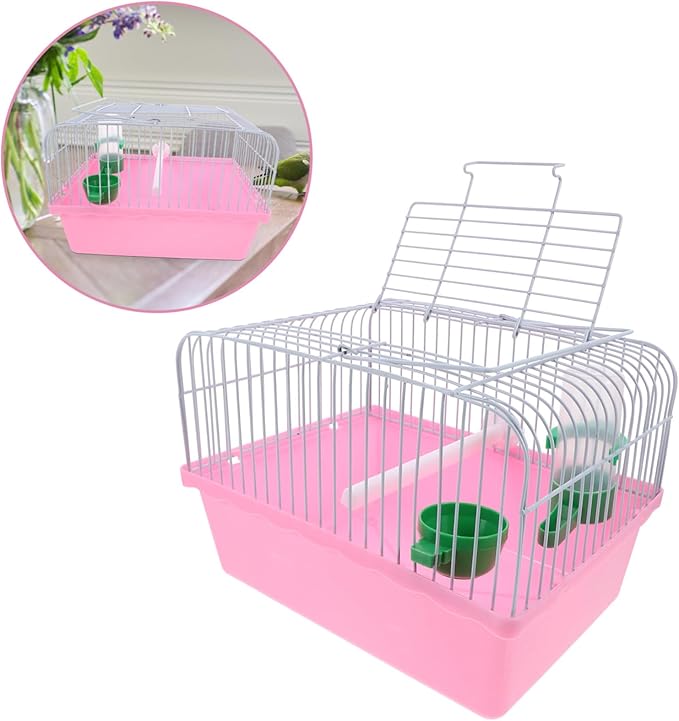Portable Bird Cage for Parrots and Lovebirds with Perch Food Box and Water Dispenser Lightweight Metal Travel Carrier for Small Birds and Pets and Easy to Clean