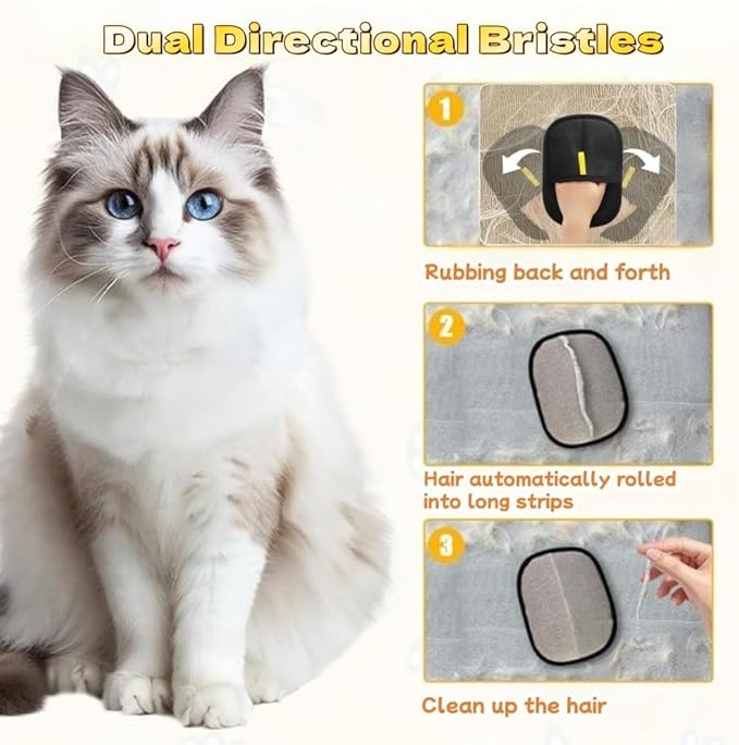 2026 Cat Hair Remover Glove, Electrostatic Pet Hair Removal Glove for Cats & Dogs,Upgraded Animal Fur Removal Tool ,Reusable Magic Brush Pet Hair Remover Tool for Laundry, Couch, Carpet, Car Seat