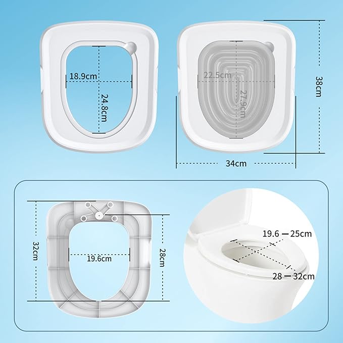 Cat Toilet Training Kit,Universal Reusable Cat Toilet Trainer for Pet Cleaning,Train Your Cat to Use The Toilet (White Tray, 1 Gray Inner Support)