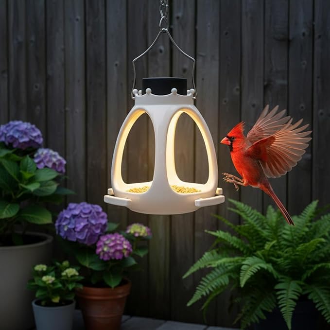 Solar-Powered Crown Bird Feeder, Innovative Crown Wild Birds Feeder for Outside Hanging,Waterproof Bird Houses for Backyard Birding & Wildlife Decor,Ideal Gift
