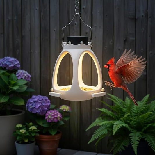 Solar-Powered Crown Bird Feeder, Innovative Crown Wild Birds Feeder for Outside Hanging,Waterproof Bird Houses for Backyard Birding & Wildlife Decor,Ideal Gift