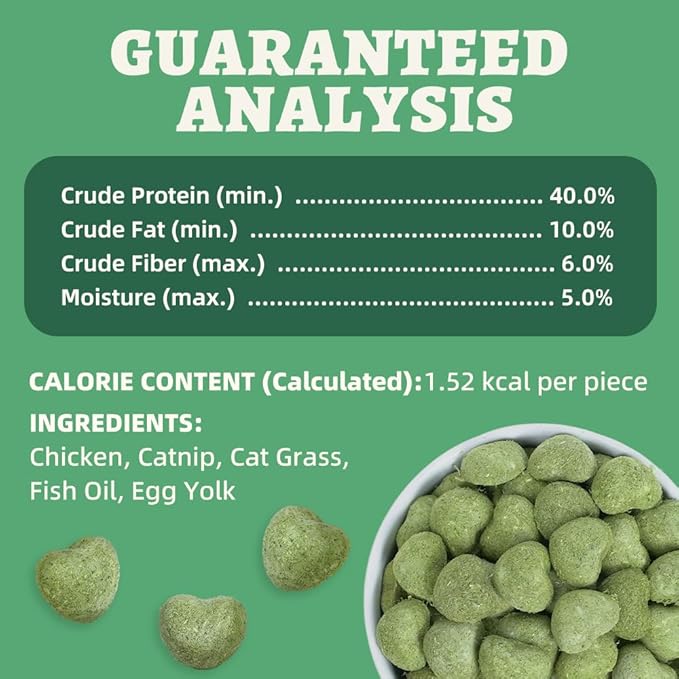 Wellix Catnip Treats Freeze-Dried Cat Treats, Grain-Free Snacks with Chicken, Cat Grass & Catnip for Cats Digestive Support Healthy Skin&Coat, Healthy Feline Training Treats for Indoor Cats, 3oz
