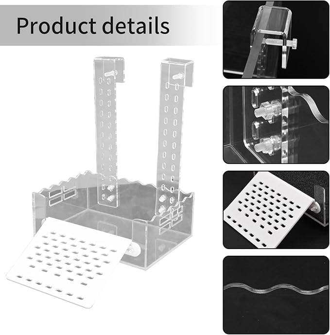 VIKKSAER Turtle Basking Platform with Simulated Lawn, Transparent Aquatic Reptile Tortoise Resting,Turtles Aquarium Dock, Hanging Ramp Climbing Shelf
