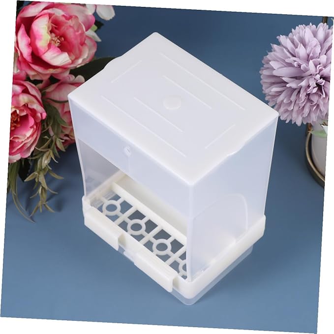 TEHAUX Parrot Automatic Feeding Bowl with Splash Guard Beige Drinking Feeding Dish Bird Cage Feeder for Pet Parrots