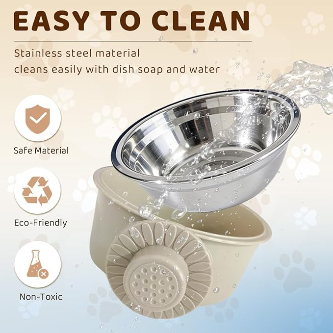 2Pcs Pets Lightweight Stainless Steel Bowl,Removable Stainless Steel Pet Hanging Food Water Feeder Bowl for Puppy Dog Cat Rabbit Ferret Bird Gunea Pigs (Large)