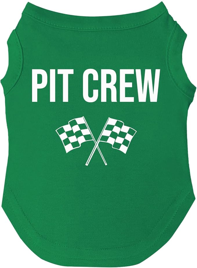 Pit Crew Dog Tee Shirt | Sleeveless | Racing | Motor Sport Fan | Trackside | Fast Lane | Birthday (Green, X-Large 49)