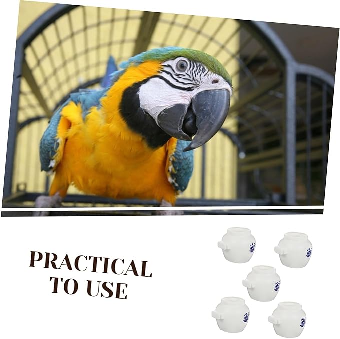 TOYANDONA 5pcs Large Round Parrot Food Bowls Set, Ceramic Style Bird Feeding Cups for Cage, Bird Cage Feeder Water Dish Containers for Parrots, Macaws, Parakeets, and Budgies