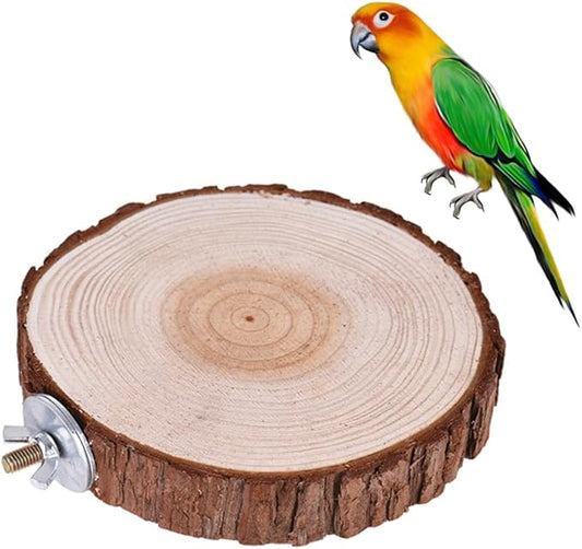 Milisten Round Wooden Platform for Parrots and Animals Wood Perch Stand Rack for Bird Cages for Hamsters Gerbils Mice and Rats