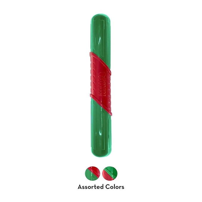 KONG Puppy Dog Toy, Holiday CoreStrength Rattlez Stick, Assorted, Large, Red/Green