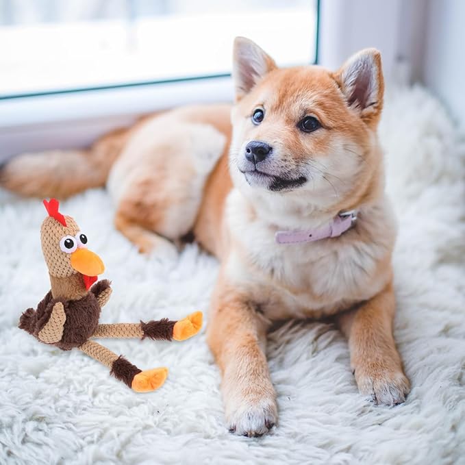 ibasenice Dog Chew Toy Rooster Shape 17.71 Inch – Teeth Cleaning & Jaw Muscle Exercise for Aggressive Chewers – for Dogs, Puppies, Cats