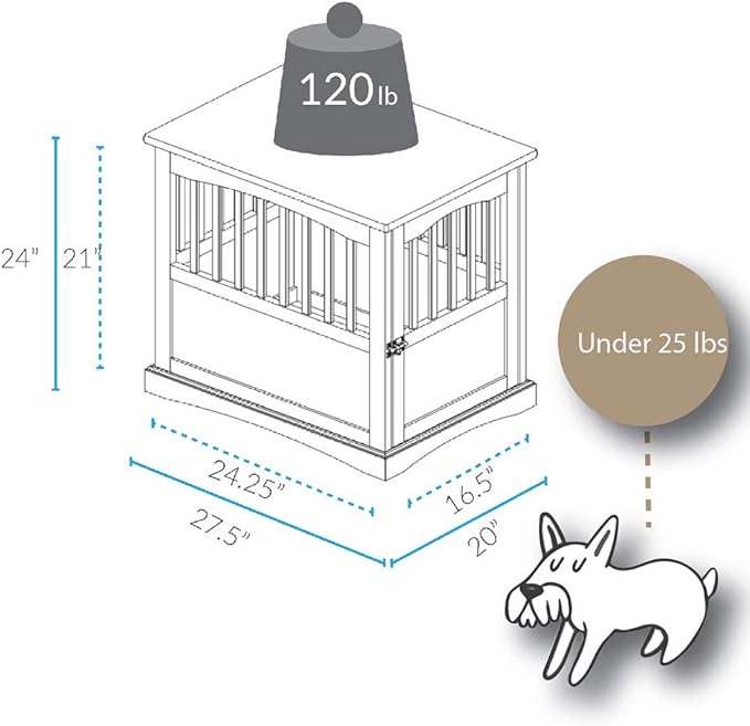 Casual Home Wooden Medium Pet Crate, End Table, Walnut , 27.50" x 20.00" x 24.00"