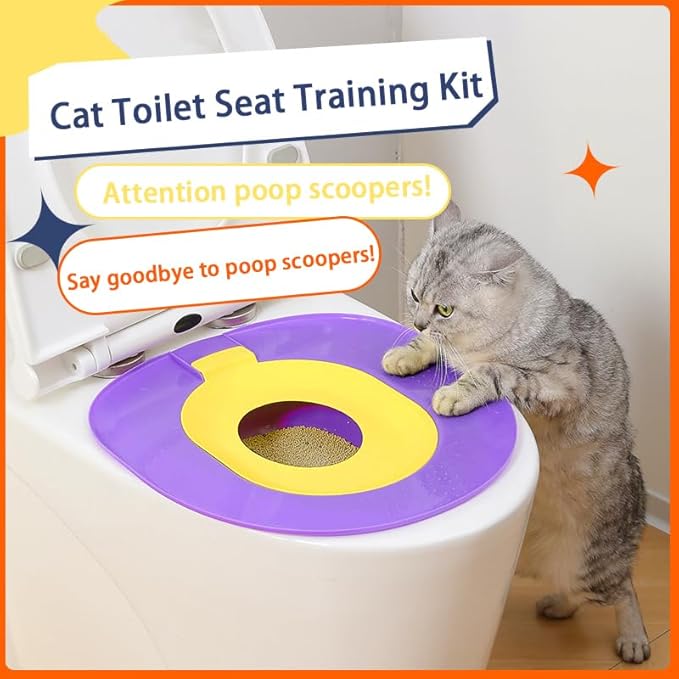 Cat Toilet Training Kit - Universals Reusable Cat Toilet Trainer,Removable Pet Toilet Training System,for Pet Cleaning Train